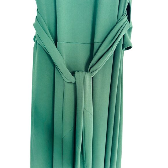 Michael Kors 10 Green Pleated V-Neck Wrap Maxi Dress - Picture 9 of 16